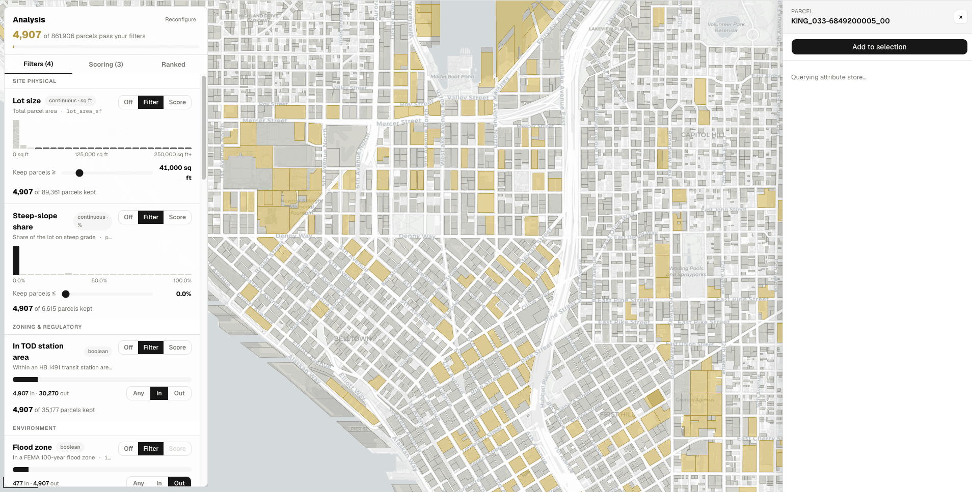 Soft site parcel suitability map