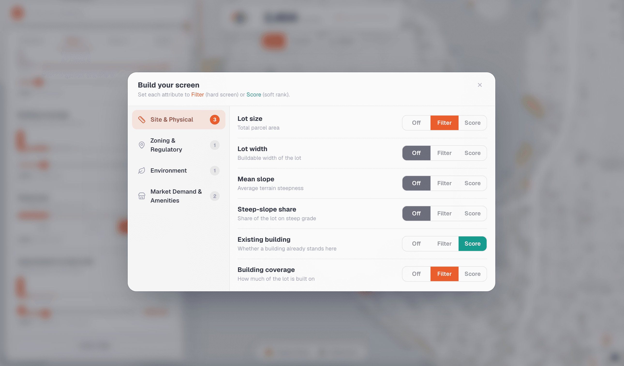 Soft site parcel suitability map