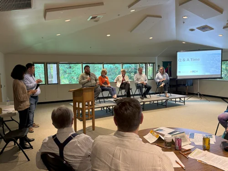 Panel discussion with HR&A's Daniel Warwick, Representative Osman Salahuddin, and Eastside housing leaders at the June 2025 convening hosted by Imagine Housing and ARCH.